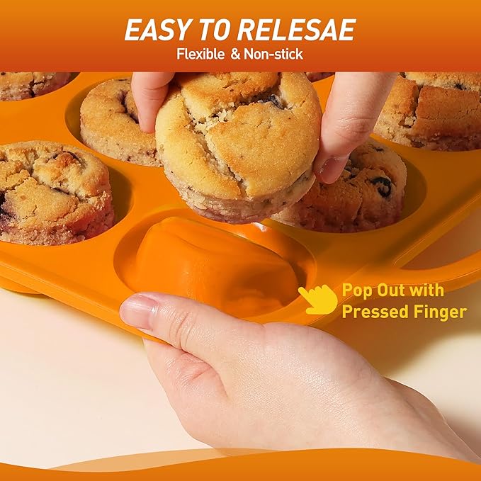 2 Packs 12 Cups Silicone Muffin Pan with Metal Reinforced Frame Regular Size Cupcake Pan Tray Egg Bites Silicone Cookie Molds Muffin Tin Tart Pans Baking Set for Easter Christmas holiday Cookie
