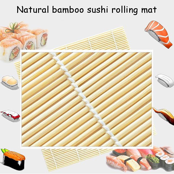 Bamboo Sushi Rolling Mat, Sushi Roller, Sushi Maker, Bamboo Mat For Sushi Roll- 4 PCS