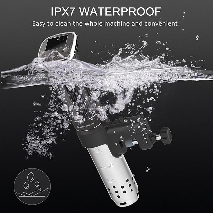 KitchenBoss Sous Vide Cooker Machine: Ultra-quiet Sous Vide Precision Cooker Built-in TFT Color Recipes, 1100W Sous-vide Immersion Circulator, Brushless Motor IPX7 Waterproof Stainless Steel