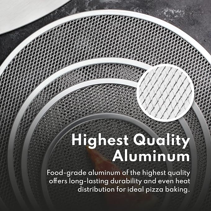 New Star Foodservice 50936 Restaurant-Grade Aluminum Pizza Baking Screen, Seamless, 8-Inch, Pack of 6