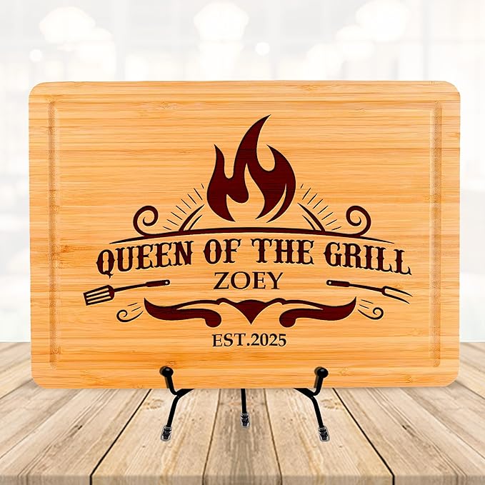 King of the Grill & Queen of the Grill Personalized Cutting Board – Custom Bamboo BBQ Board for Men, Women & Couples | Housewarming, Wedding Gift | Grilling Accessories 2025