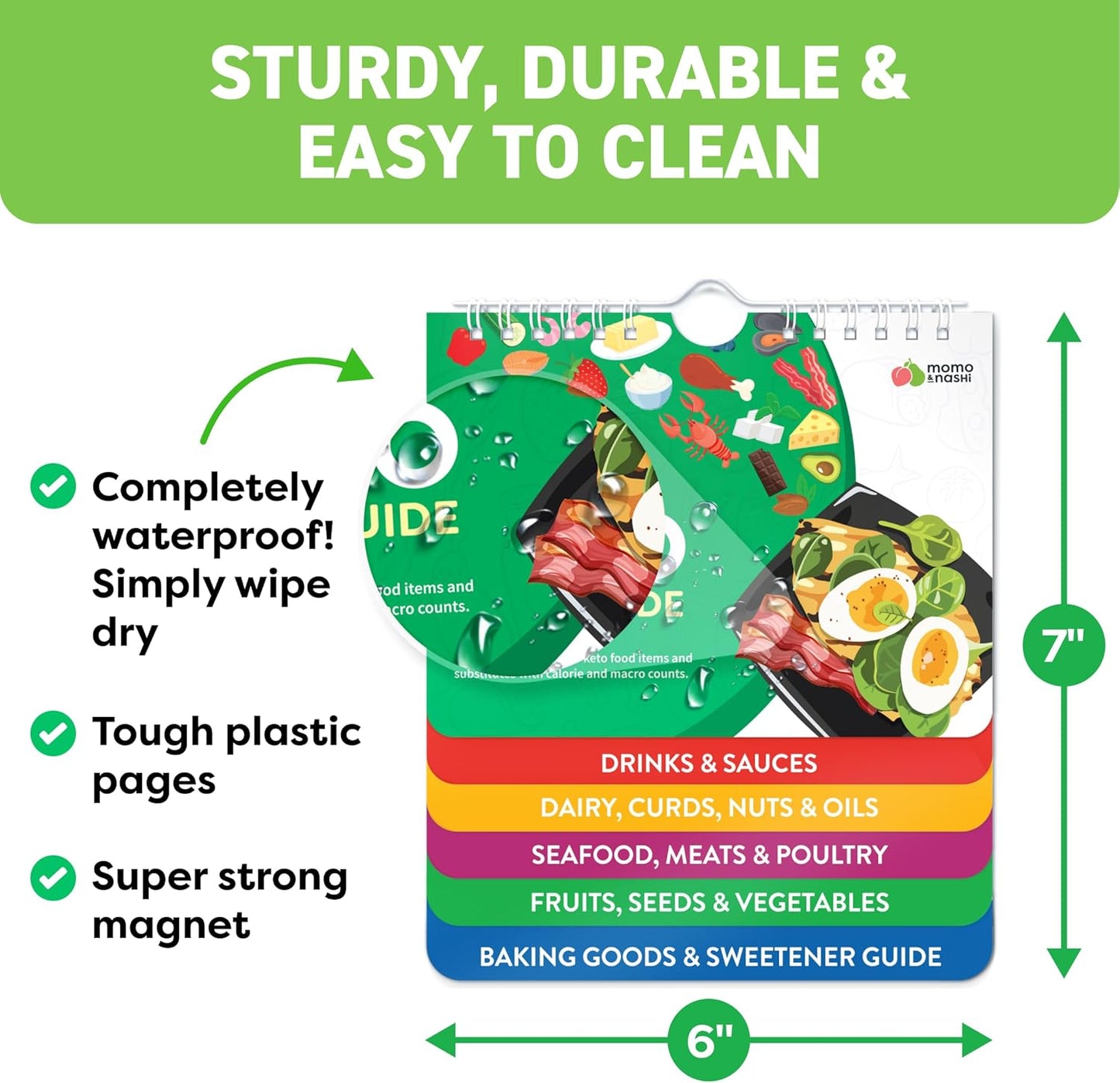 Keto Cheat Sheets Magnets Booklet - Keto Gifts for Women - Keto Diet Beginners Guide - Keto Food Book Magnetic Chart - Weight Loss Low Carb Ketogenic Diet Keto Cookbook Meal Plan - Keto Chow Mojo