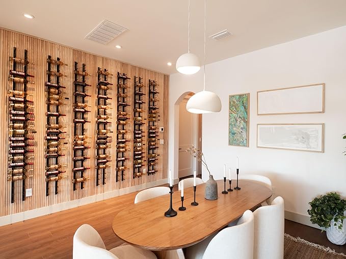 Ultra Wine Racks Wall Mounted Label-Out Wine Racks (4 Foot 2 Deep, Matte Black, 24 Wine Bottles) - Modern Metal Wine Storage, Modular Design for Home Bar, Kitchen, Dining Rooms, & Wine Cellars