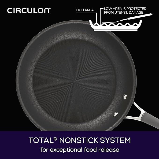Circulon Radiance Deep Hard Anodized Nonstick Frying Pan /Skillet with Lid - 12 Inch, Gray