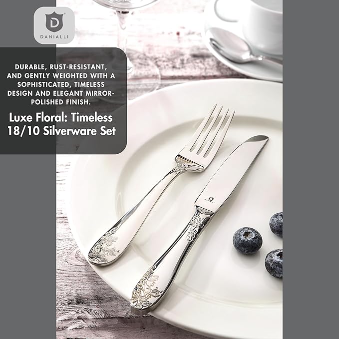 Modern Silverware Set, 18/10 Stainless Steel Flatware, Mirror Finish, Dishwasher Safe, Elegant Cutlery for Home and Dining, Built to Last (20-Piece, Imperial)