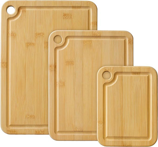 Totally Bamboo 3-Piece Cutting Board Set — Kitchen Chopping Boards with Juice Grooves, Premium Bamboo Cutting Boards for Meat, Vegetables and Cheese