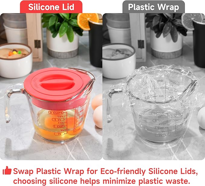 Silicone Replacement Lid Only Fit For Anchor Hocking 2-Cup/500 ML Glass Measuring Cup, Reusable & Durable, Dishwasher, Microwave Safe (Cup not Included)
