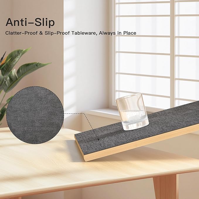 DOLOPL Placemats Set of 12, Reversible Wipeable & Heat Resistant Place Mats, Modern Faux Leather Table Mats for Kitchen, Neutral Waterproof Tablemats for Dining Table Decor, Wedding, Party(Charcoal)