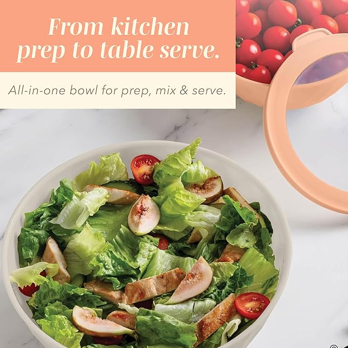 COOK WITH COLOR Mixing Bowls with Lids - 12 Piece Plastic Nesting Bowls Set includes 6 Prep Bowls and 6 Lids, Diamond Design - Microwave Safe, Orange