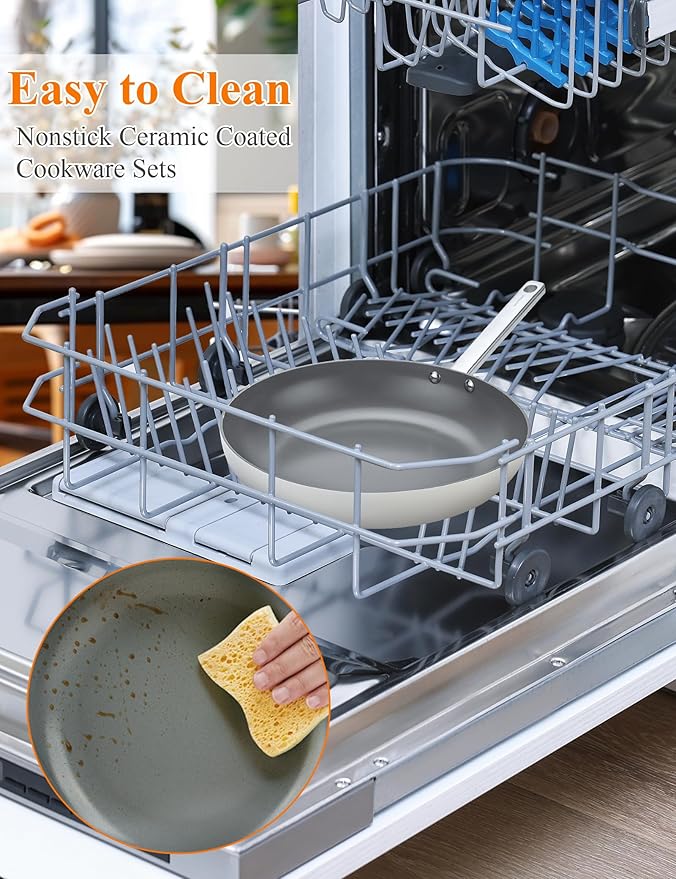 ChefRobot 8 Inch Nonstick Ceramic Frying Pan, Healthy, Even Heat Distribution, Skillet, Dishwasher Safe, Induction Compatible, PFOA Free