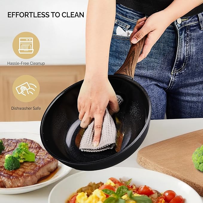 ROVSUN 17 Pcs Nonstick Pots and Pans Set, Cast Aluminum Kitchen Cookware Set, RV Kitchen Cooking Set and Utensils, Dishwasher Safe, PFAS PFOA & PFOS Free, Black