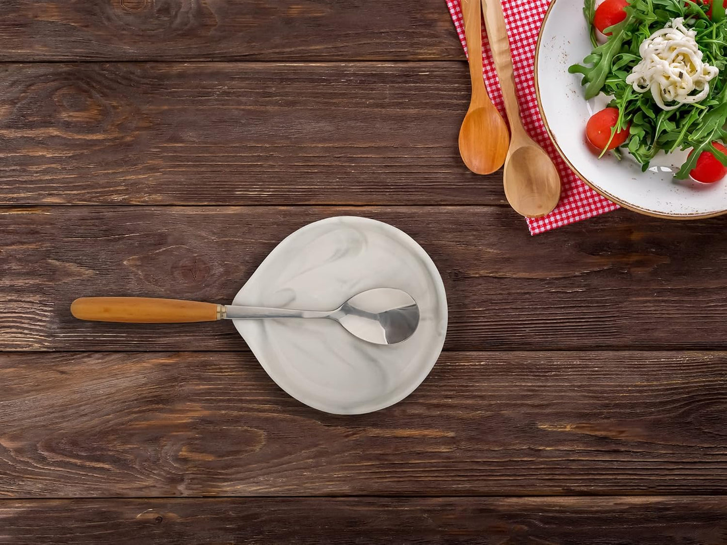 Spoon Rest,Ceramic Spoon Rest for Kitchen Counter Dishwasher Safe Marble Decor Spoon Holder for Kitchen,3.5 Inches