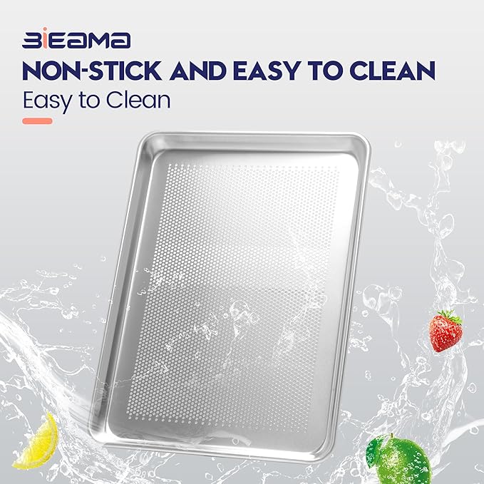 6 Pack Half Size 18" x 13" Aluminum Baking Sheet Pan Perforated, Commercial Bakery Equipment Cookie Sheets, NSF Approved Baking Tray