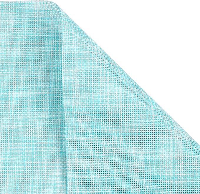 SHACOS Placemats Set of 6 Woven Vinyl Place Mats Wipeable Heat Resistant Washable Table Mats Indoor Outdoor, Blue