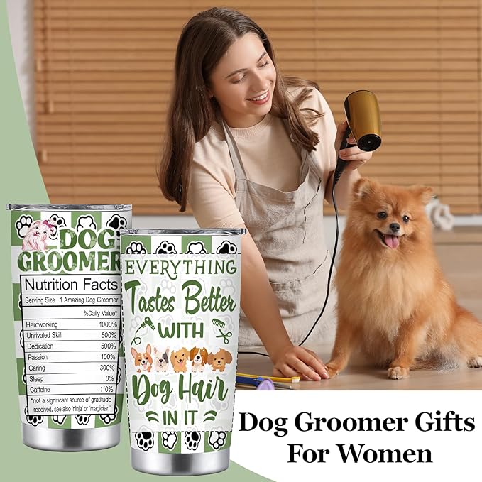 Dog Groomer Gifts for Women, Pet Hairstylist Tumbler Stainless Steel 20oz, Dog Hairstylist Thank You, Pet Groomer Appreciation Gift for Women Men, Birthday Christmas Gifts