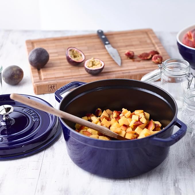 Staub Cast Iron 4-qt Round Cocotte - Dark Blue, Made in France
