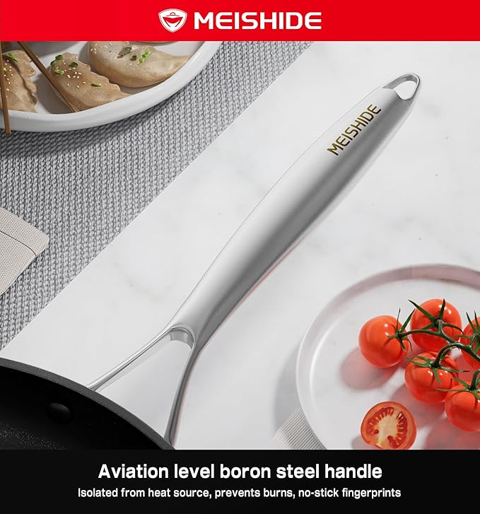 Pots and Pans Set Non Stick, Oven Safe 500F Premium Hard Anodized Induction Cookware Sets 8 Pcs, Frying Pans & Saucepans with Stay-Cool Handles, Glass Lids, PFAS/PFOS/PFOA/BPA Free, Black