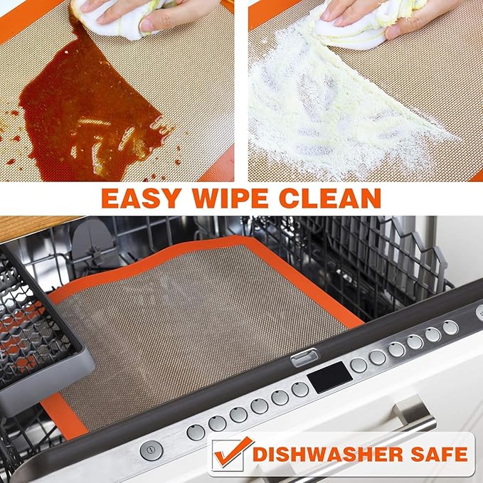 Silicone Baking Mat - Best German Silicone - Non Slip Silicone Baking Sheet, Non Stick Reusable Silicone Mats for Baking, Oven Liner, Counter Mat - 2 Medium-Sheet Size