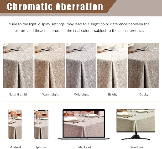 Fitable Faux Linen Beige Tablecloths 2 Pack, Faux Burlap Fabric Table Clothes for Rectangle Tables, Rustic Wrinkle-Proof Table Covers for Kitchen Dining, Party, Farmhouse, Baby Shower (54 x 78 Inch)