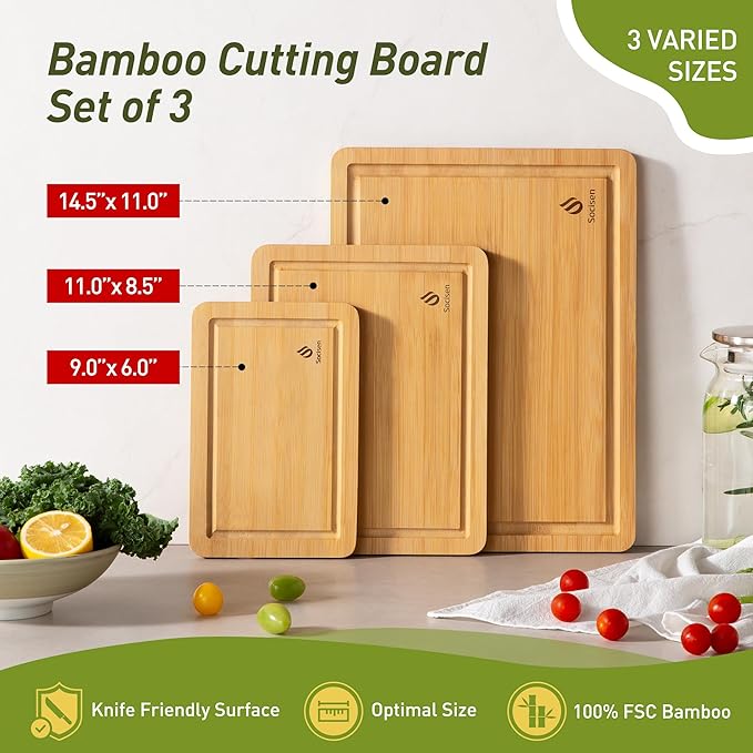 Bamboo Cutting Board Set Non Slip Feet Over Sink Kitchen Gadgets Seller 2024 First Apartment Essentials New Home Must Haves Things Stuff Accessories House Warming Decor Housewarming Hostess Host Gifts