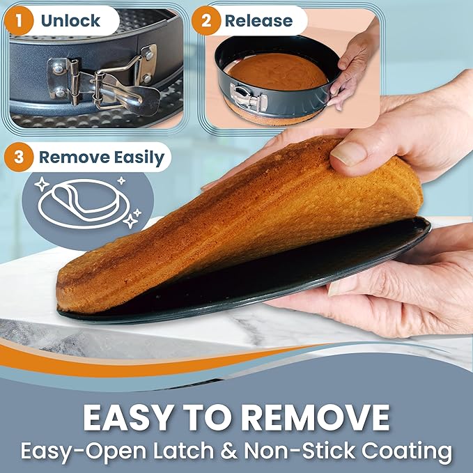 Spring Form Pans for Cheesecake, 6/8/10 Inch NONSTICK Springform Pan Set - Cheesecake Pan Set with LEAKPROOF SILICONE PROTECTOR - Cheese Cake Pans for Baking in WATER BATH - NO FOIL WRAP