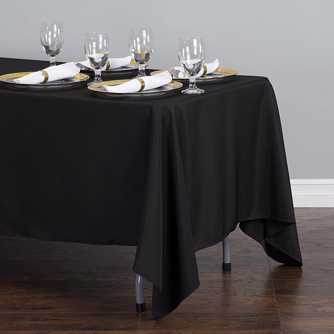 LinenTablecloth 70 x 120-Inch Rectangular Polyester Tablecloth Black