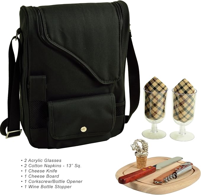 Picnic at Ascot Original Insulated Wine and Cheese Cooler Bag - Designed, Assembled & Quality Approved in the USA