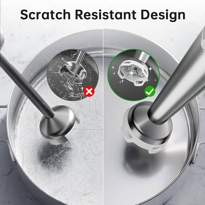 Immersion Blender Handheld Corded Hand Blenders Set 1100W, Trigger Variable Speed 5 in 1 Stick Emulsifier with Chopper, Whisk and Frother for Soup, Baby Food and Smoothies, White