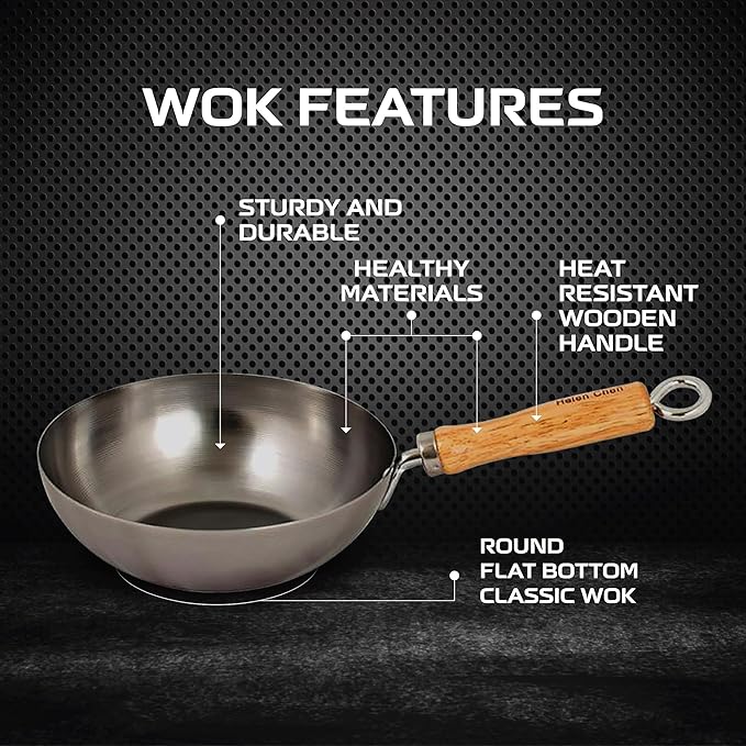 Helen's Asian Kitchen Wok, Carbon Steel, 8-Inch, for Single-Serve or Smaller Portions