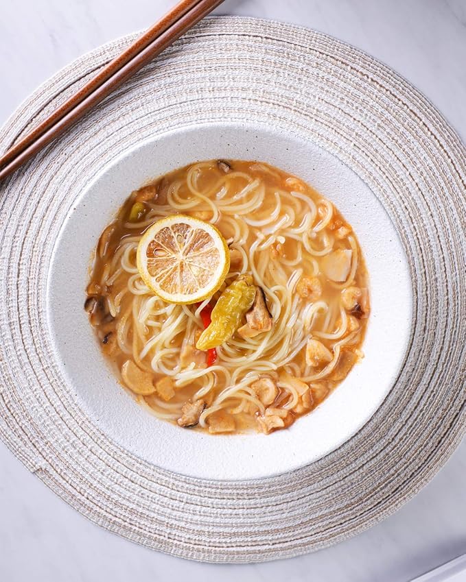 Kanwone Ceramic Japanese Ramen Bowl Set, Noodle Soup Bowls - 37 Ounce, with Matching Spoons and Chopsticks for Udon Soba Pho Asian Noodles, Set of 2, White