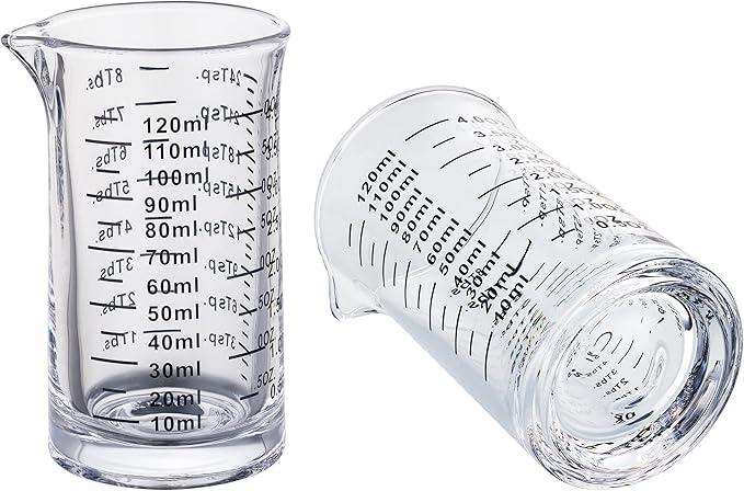 Ackers 4 Oz Glass Measuring Cup,Borosilicate Shot Glass with V-Shaped Spout-Black Line
