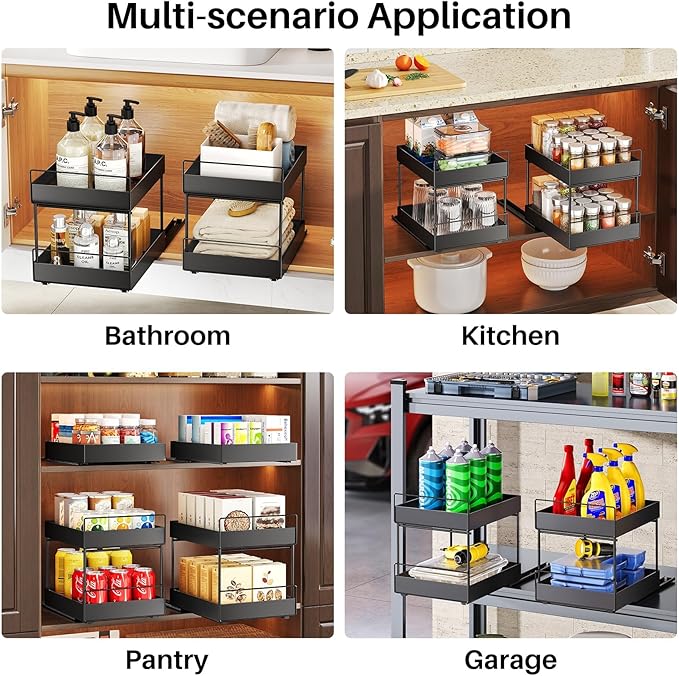 Pull Out Spice Rack Organizer for Large Upper Cabinet, Easy to Install, Drill-Free, Cabinet Requires- Clearance Height > 12 inch, Width>9 inch, Depth> 11 inch - (1 Pack)