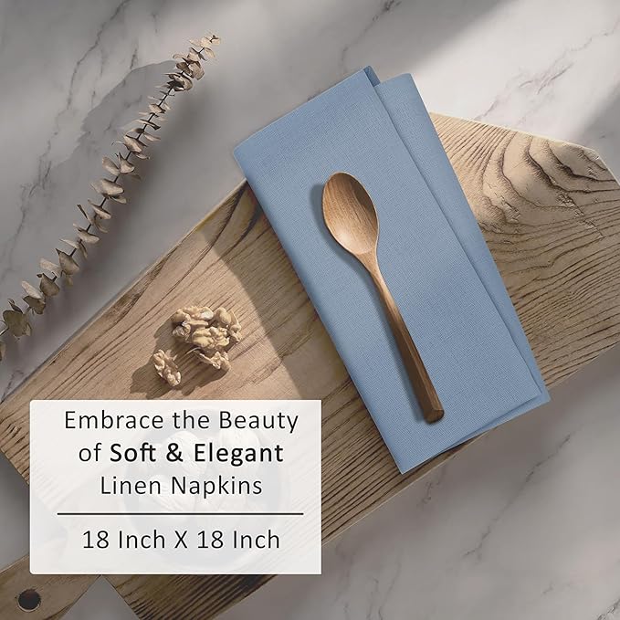 Ruvanti Linen Napkins Set of 6, 18x18 Cloth Napkins, Cotton Linen Blend Napkins Cloth Washable, Soft, Reusable Dinner Napkins for Wedding, Parties, Christmas, Thanksgiving, Everyday Use - Grey