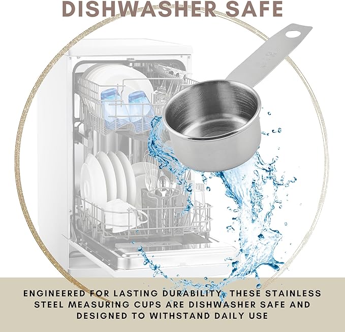 1/8 Cup Stainless Steel Measuring Cup | Sturdy Metal 30 ml | 30 cc | 1 oz | Single Cup for Wet and Dry Ingredients | Great for use as 1/8 Cup Coffee Scoop - 1 PK