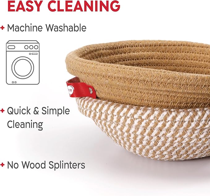 KneadAce Cotton Rope Banneton Bread Proofing Basket Set, 2 x Round Bread Basket with Liners & Covers for Artisan Bread Baking, Sourdough Bread Baking Supplies