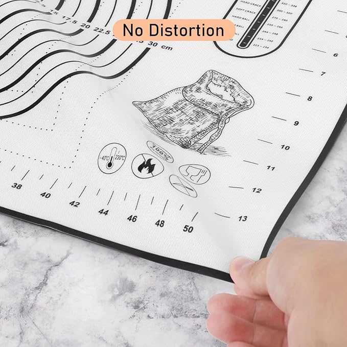 Silicone Baking Mat Extra Large, Pastry Mat with Measurement, Kitchen Counter Mat for Pie Crust, Pizza and Cookies - BPA Free Oven Liner/Kneading Matts,16" x 24", Black