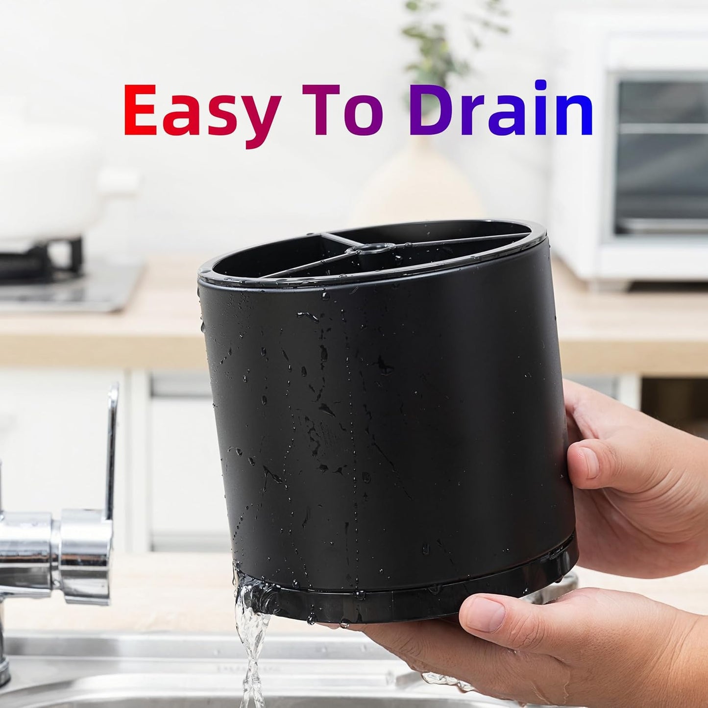 Utensil Holder,Kitchen Utensil Holder For Counter,Rotating Silverware Organizer Cooking Flatware Spoon Spatula Tool Cutlery Container Stainless Steel Caddy