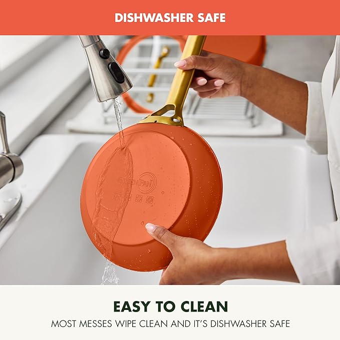 GreenPan Nonstick Reserve Pro 10 Piece Cookware Set, NSF Certified Ceramic, Hard Anodized PFAS-Free Pots & Pans Set with Lids, Stainless Steel Handles, Oven & Dishwasher Safe, Harvest Orange