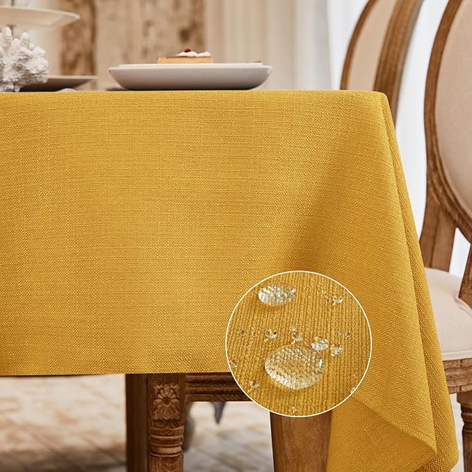 BALCONY & FALCON Rectangle Tablecloth Washable Wrinkle Resistant and Water Proof Table Cloth Decorative Linen Fabric Tablecloths for Dining Parties Kitchen Wedding and Outdoor (Gold Orange, 57x118)