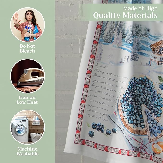 Maison d' Hermine Kitchen Towels Set of 3 100% Cotton 27.50" x 20" Reusable Cloth Tea Dish Towels Absorbent with Hanging Loop for Kitchen, Home, Dining, Cocktail Parties Spring/Summer (Mulhouse)