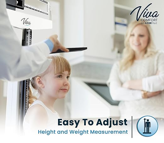 AdirMed Mechanical Physician Scale with Height Rod - Manual Measuring Scale - Eye-Level Display Dual Reading Die-Cast Beam with Two Sliding Weights & Retractable Height Rod