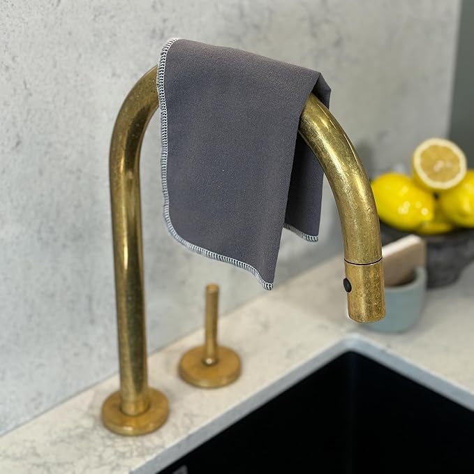 Reusable Paper Towels - 10 Pack - Roll of Washable Cotton Cloth Paper Towels - Paperless Reusable Napkins Cloth Washable - Absorbent + Long Lasting - Zero Waste Products - (Pebble Grey)