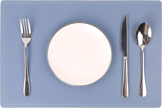 Set of 6 Faux Leather Placemats, PU Table Mats, Waterproof, Stain Resistant, Heat Resistant, Easy to Clean for Kitchen Dining Table,Conference Table