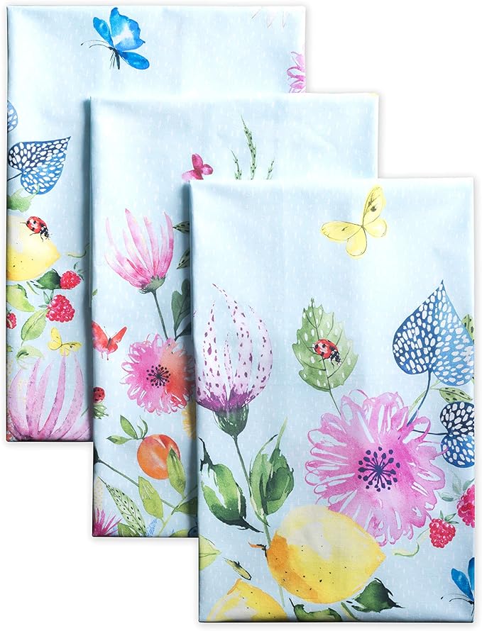 Maison d' Hermine Kitchen Towels Set of 2 100% Cotton 27.50" x 20" Reusable Cloth Tea Dish Towels Absorbent with Hanging Loop for Kitchen, Dining, Cocktail Parties Spring/Summer (Jardin D'Ete - Mint)