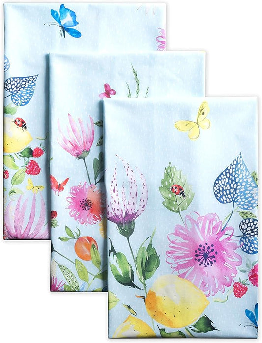 Maison d' Hermine Kitchen Towels Set of 2 100% Cotton 27.50" x 20" Reusable Cloth Tea Dish Towels Absorbent with Hanging Loop for Kitchen, Dining, Cocktail Parties Spring/Summer (Jardin D'Ete - Mint)