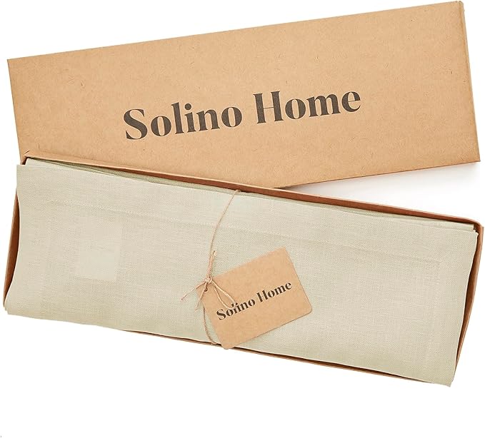 Solino Home Linen Cloth Placemats Set of 4 - 100% Pure Linen Birch Placemats 14 x 19 Inch for Fall, Autumn, Thanksgiving - Fete