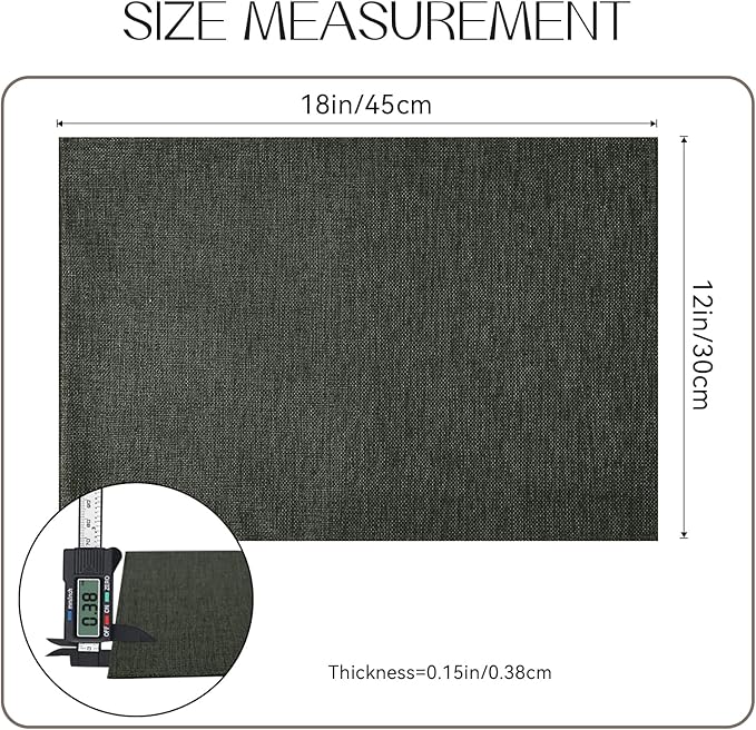 Romanstile Cloth Placemats Set of 8-12 x 18 Inch, Heat Resistant Double Layered Thickened Burlap Place Mats, Washable Faux Linen Farmhouse Table Mats for Kitchen/Dining/Party/Outdoor, Dark Grey