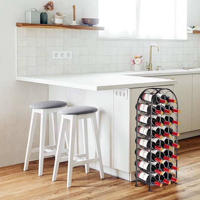 Sorbus Freestanding Wine Rack - Elegant and Unique Bordeaux Chateau Style Floor Wine Stand for 23 Wine Bottle Storage, Champagne, Metal Wine Bottle Holder Stands for Kitchen, Home Bar, Mini Wine Bar