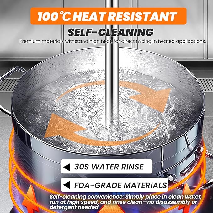 750W Commercial Immersion Blender Brushless DC Motor Hand Held Blenders Heavy Duty Variable Speed Mixer with 21 Inch Removable Shaft 50-Gallon Capacity Multifunction Pro