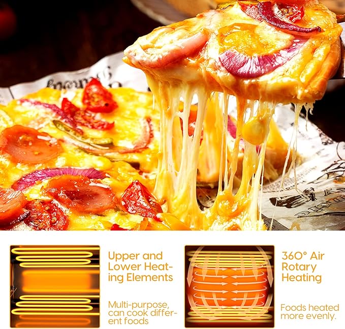 SIMOE Electric Pizza Oven,Indoor Pizza Oven with Handle & Removable Tray and 30mins Timer, Multifunctional Countertop Maker up to 12" for Kitchen, Camping,Party